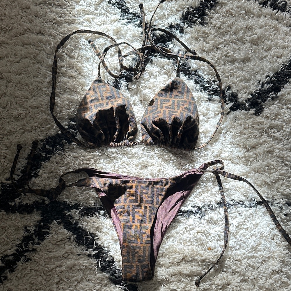 Fendi Brown and Black Monogram Bikini